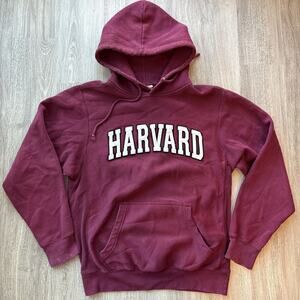 Harvard University Hoodie Unisex Small Maroon Pullover Sweatshirt